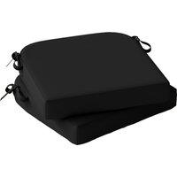 Outsunny Outdoor Chair Seat Cushions Set of 2, Garden Chair Cushions with 7cm Thick Foam & Ties, Black