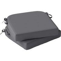 Outsunny Outdoor Chair Seat Cushions Set of 2, Garden Chair Cushions with 7cm Thick Foam & Ties, Dark Grey