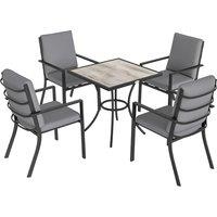 Outsunny 5 Pieces Outdoor Dining Set with Cushions, Garden Dining Set for 4 with Square Table and Stackable Chairs