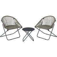 Outsunny Patio Bistro Set, Folding Patio Furniture Set with 2 Chairs and Table, Grey
