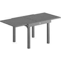 Outsunny Extending Garden Table for 4-8 People, Aluminium Outdoor Dining Table with Slatted Top, Dark Grey