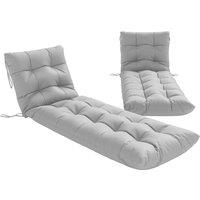 Outsunny Sun Lounger Cushions Only, Garden Lounge Chair Cushions Set of 2, Sunbed Replacement Pads with 4 Ties, Light Grey