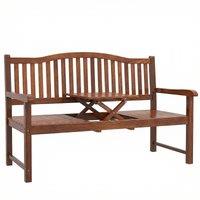 Outsunny Garden Loveseat Bench, 2-3 Seater Outdoor Bench with Liftable Table and Waterproof Cover, Light Brown