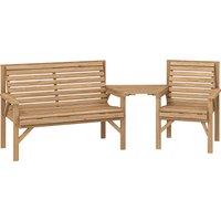 Outsunny Wooden Garden Furniture Set , 1 Chair, 1 Bench and Detachable Table, Natural Wood Finish