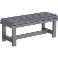 Outsunny Wooden Outdoor Bench, 2 Seater Garden Bench, Backless Patio Bench with Slatted Curved Seat, Grey Embossed Finish