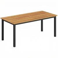 Outsunny Garden Dining Table for 6-8 Person, 180 x 86 cm Rectangular Outdoor Dining Table with Wood Slatted Top, Teak