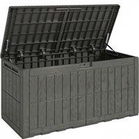 Outsunny 440L Garden Storage Box, Waterproof & UV Resistant Resin Deck Box with Lockable Lid, Pneumatic Gas Rods, Side Handles