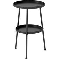 Outsunny Patio Side Table, 2-Tier Round Coffee End Table for Garden Balcony Living Room Bedroom, Black