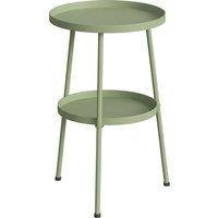 Outsunny Patio Side Table, 2-Tier Round Coffee End Table for Garden Balcony Living Room Bedroom, Light Green