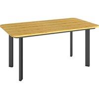 Outsunny Outdoor Garden Coffee Table, Garden Table with Slatted Wood Plastic Composite Top and Metal Frame, Brown