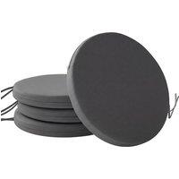 Outsunny Outdoor Bistro Chair Cushions Set of 4 with Removable Cover, 41 x 41 x 5 cm Round Seat Cushions with Ties, Dark Grey