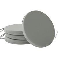 Outsunny Outdoor Bistro Chair Cushions Set of 4 with Removable Cover, 41 x 41 x 5 cm Round Seat Cushions with Ties, Light Grey