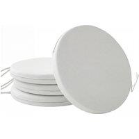 Outsunny Outdoor Bistro Chair Cushions Set of 4 with Removable Cover, 41 x 41 x 5 cm Round Seat Cushions with Ties, White