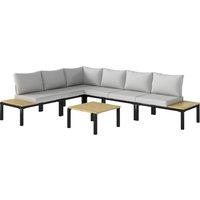Outsunny Garden Furniture Set, 6 Piece Corner Sofa Set with Loveseat, Coffee Table, Sofa with Integrated Side Table