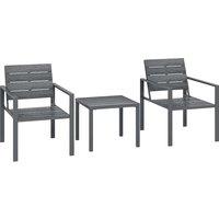 Outsunny 3 Pieces Garden Bistro Set for 2, Outdoor Bistro Table and Chairs with Metal Frame, Plastic Patio Furniture Set