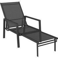 Outsunny Sun Lounger Retractable Footrest 5-Position Adjustable Steel Frame for Beach, Porch, Patio, Camping, Black