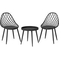 Outsunny 3-Piece Outdoor Bistro Set with 2 Chairs and Round Table for Garden, Balcony, Porch, Black