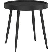 Outsunny 49.5 cm Round Garden Table, Small Outdoor Coffee Side Table with Plastic Tray-Style Top, Metal Legs, Black