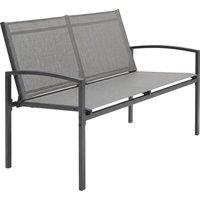 Outsunny Metal Garden Bench, 2 Seater Outdoor Furniture Seating with Breathable Texteline Fabric, Park Patio Seat, Grey
