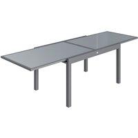 Outsunny Extending Garden Table for 6-10, Aluminium Outdoor Dining Table with Tempered Glass Top, Grey