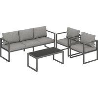 Outsunny 4 Piece Outdoor Garden Furniture Set, Patio Furniture with 3-Seater Sofa, Armchairs and Coffee Table