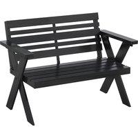 Outsunny 2 Seater Wooden Garden Bench, Slatted Patio Bench with Armrest and Backrest, Black
