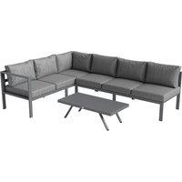 Outsunny 3 Pieces Garden Furniture Set, Aluminium Corner Lounge Set with Adjustable Backrest and Coffee Table