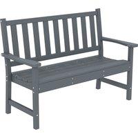 Outsunny 2 Seater Plastic Garden Bench, Outdoor Patio Bench with Armrest and Backrest, Weatherproof Outdoor Furniture for Balcony