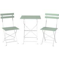Outsunny Outdoor Bistro Set Folding Patio Furniture Set with 2 Chairs Table for 2 People White and Green