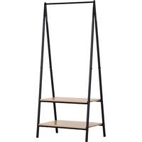 HOMCOM Metal Clothes Rail, Freestanding Rack with 2 Tier Storage Shelves, for Bedroom, Entryway, Bla