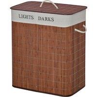 HOMCOM Laundry Basket 100L with Lid, Dual Section, Collapsible Hamper, Removable Liner, Water-Resistant, for Clothes Storage, Brown Aosom UK