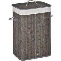HOMCOM Collapsible Laundry Caddy: Flip-Lid Hamper with Removable Liner, String Handles, Water-Resistant, Foldable, Grey Aosom UK