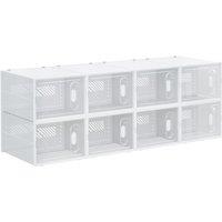 HOMCOM 8PCS Clear Shoe Box, Plastic Stackable Shoe Storage Box for UK/EU Size up to 12/46 with Magnetic Door for Women/Men, 28 x 36 x 21cm
