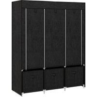 HOMCOM Foldable Fabric Wardrobe for Bedroom, Portable Wardrobe with 5 Shelves, 2 Hanging Rails and 3 Fabric Drawers, Black