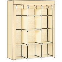 HOMCOM Fabric Wardrobe, Portable Wardrobe, Clothes Storage Unit with 8 Shelves, 2 Hanging Rods, 125 x 43 x 162.5 cm, Beige