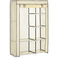 HOMCOM Fabric Wardrobe, Portable Wardrobe with 6 Shelves, 1 Hanging Rail, Foldable Closets, 103 x 43 x 162.5 cm, Cream White