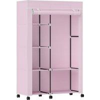 HOMCOM Fabric Wardrobe w/ Shelves Hanging Rail Foldable Wardrobe Pink