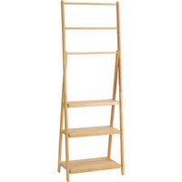 Kleankin Bamboo Towel Stand Freestanding with 3 Rails & 3 Shelves, Foldable Towel Holder for Bathroom, Space-Efficient Aosom UK