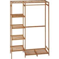 HOMCOM Bamboo Garment Rack: 6-Tier Storage Shelf with Hanging Rail for Bedroom & Living Room Aosom UK