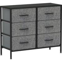 HOMCOM Fabric Chest of Drawers, Industrial Storage Bedroom Dresser with 6 Fabric Drawers, Steel Frame and Wooden Top for Nursery, Living Room, Hallway, Black