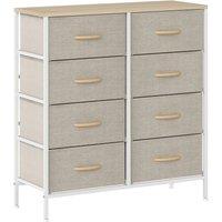 HOMCOM Fabric Chest of Drawers, Industrial Bedroom Dresser with 8 Fabric Drawers, Steel Frame and Wooden Top for Nursery, Living Room, Hallway, Maple Wood-effect