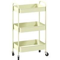 HOMCOM Three-Tier Steel Storage Trolley - Green