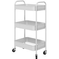 HOMCOM Three-Tier Steel Storage Trolley - White