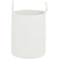 HOMCOM Laundry Hamper with 2 Handles, 36L Cotton Rope Laundry Basket, Machine Washable, Cream White Aosom UK