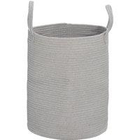 HOMCOM Laundry Hamper with 2 Handles, 36L Cotton Rope Laundry Basket, Machine Washable, Grey Aosom UK