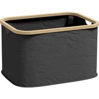 HOMCOM 36L Foldable Laundry Basket, with Bamboo Top - Black Aosom UK