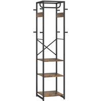 HOMCOM Multi-Storage Clothes Rack - Brown/Black