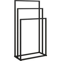 HOMCOM Freestanding Towel Rack, Steel Towel Rail Holder with 3 Bars, Black