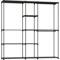 HOMCOM Portable Wardrobe, Open Clothes Wardrobe with 8 Shelves, 3 Hanging Rails, Black