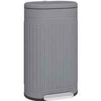 HOMCOM 30 Litre Pedal Bin, Fingerprint Proof Kitchen Bin with Soft-close Lid, Metal Rubbish Bin with Foot Pedal, Grey Aosom UK